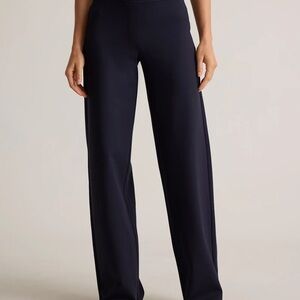 Navy Ultra-Stretch Ponte Wide Leg Pants
